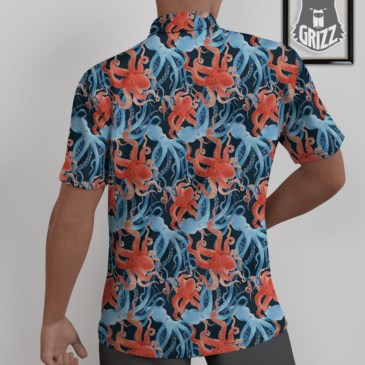 Octopus Watercolor Print Pattern Untucked Shirts-grizzshop