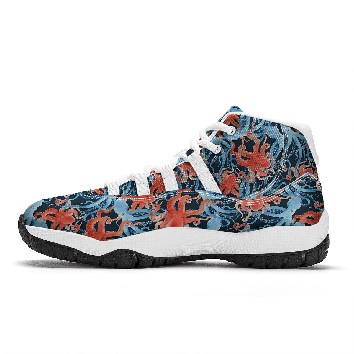 Octopus Watercolor Print Pattern White Bball Shoes-grizzshop