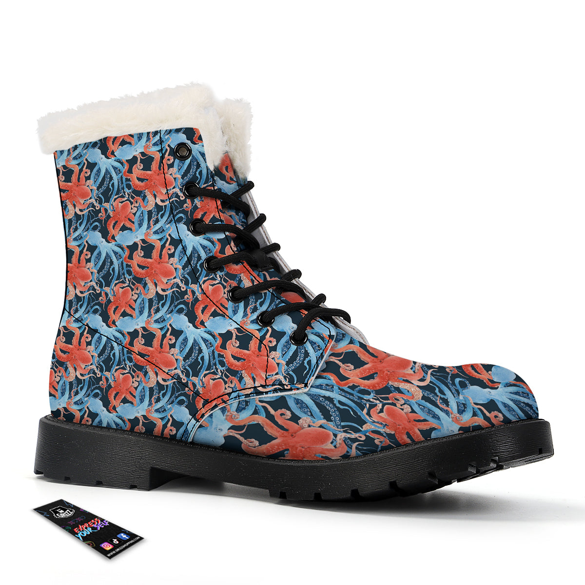 Octopus Watercolor Print Pattern Winter Boots-grizzshop