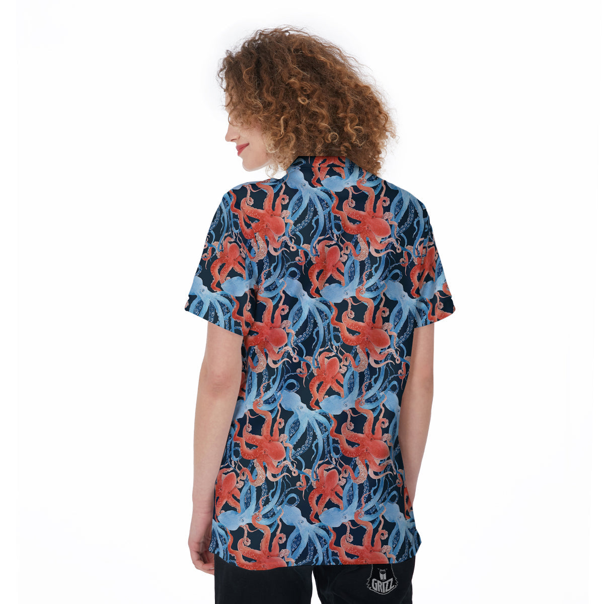 Octopus Watercolor Print Pattern Women's Golf Shirts-grizzshop