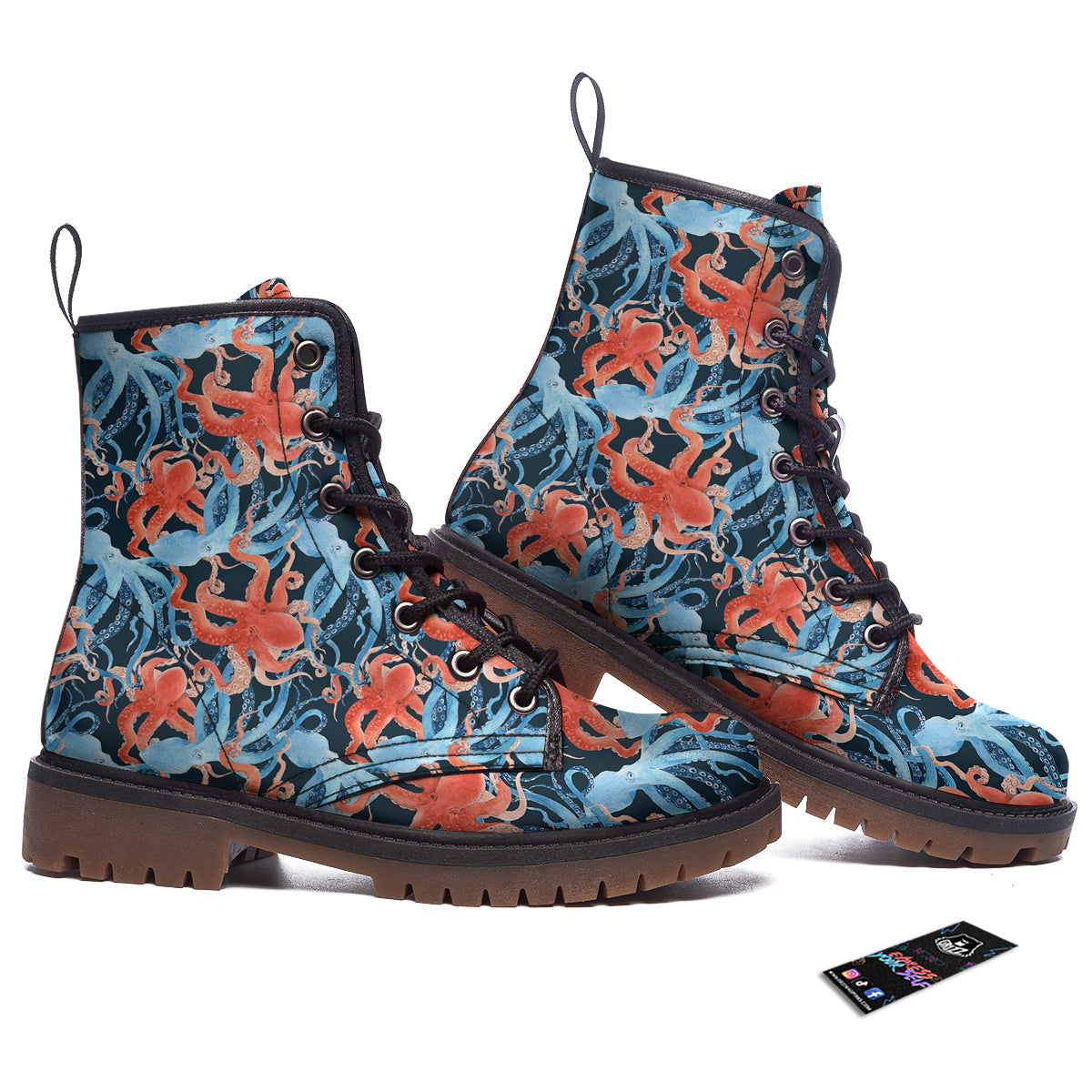 Octopus Watercolor Print Pattern Work Boots-grizzshop