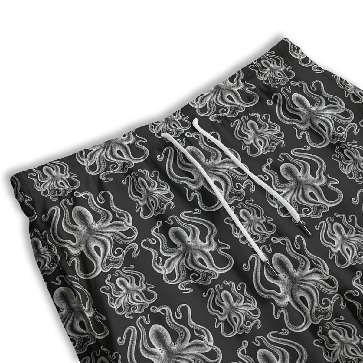 Octopus White And Black Print Pattern Men's Athletic Shorts
