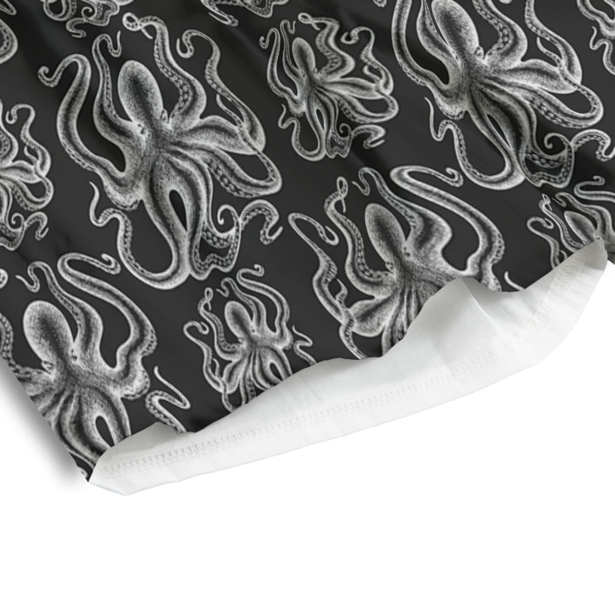 Octopus White And Black Print Pattern Men's Athletic Shorts