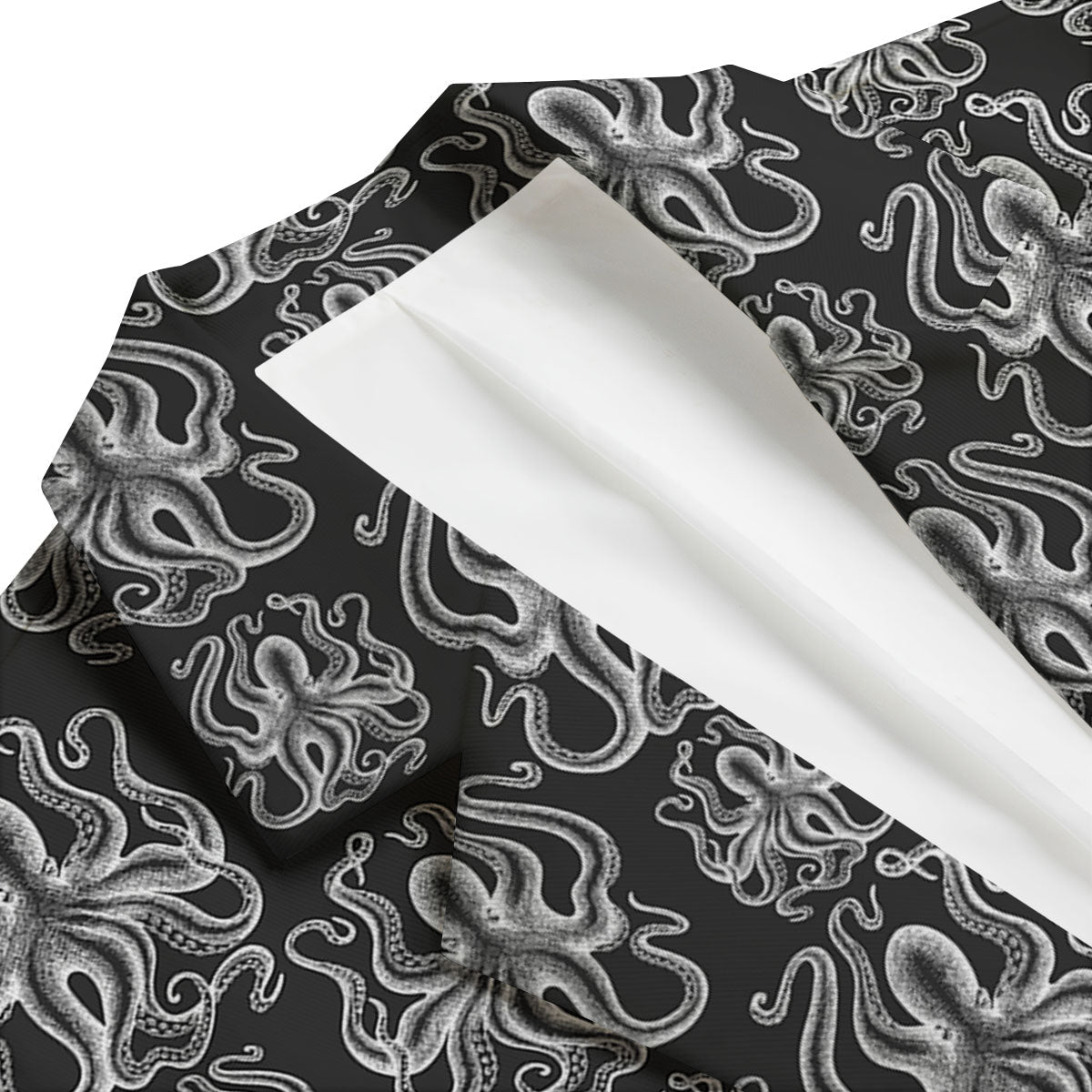 Octopus White And Black Print Pattern Men's Blazer-grizzshop