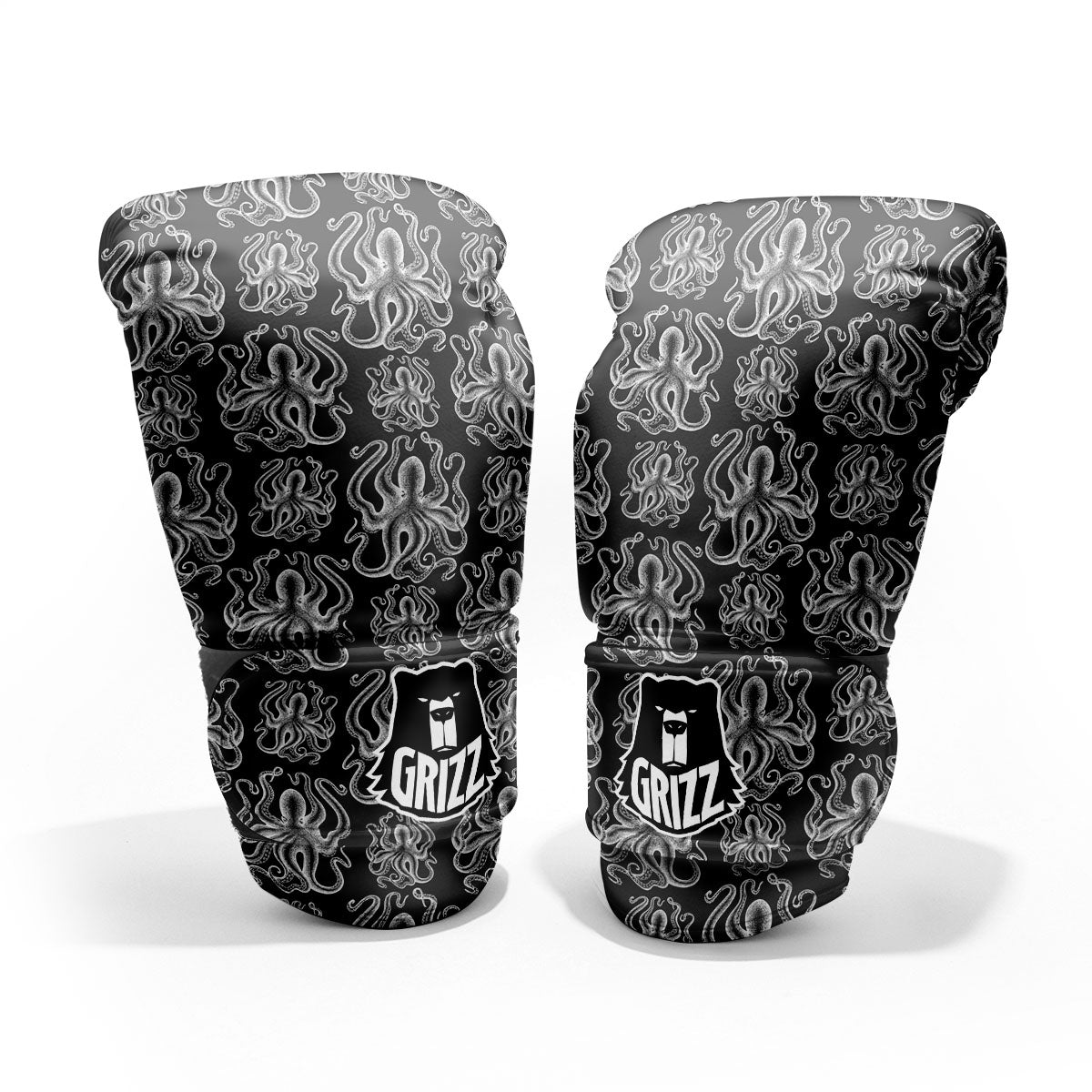 Octopus White And Black Print Pattern Pro Boxing Glove