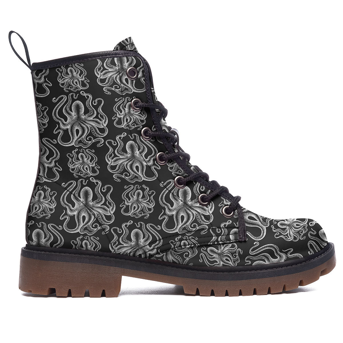Octopus White And Black Print Pattern Work Boots-grizzshop