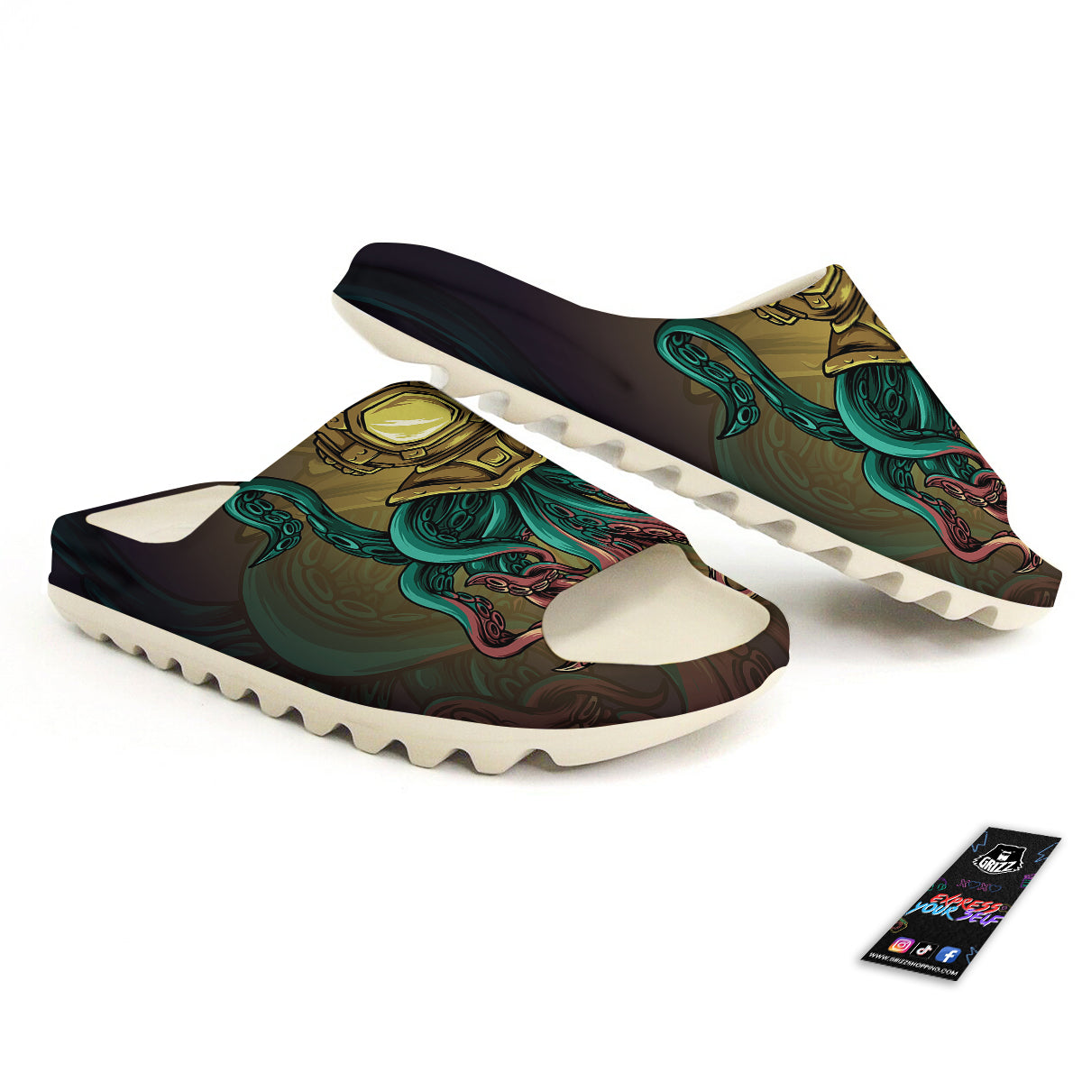 Octopus And Diving Helmet Print Sandals-grizzshop