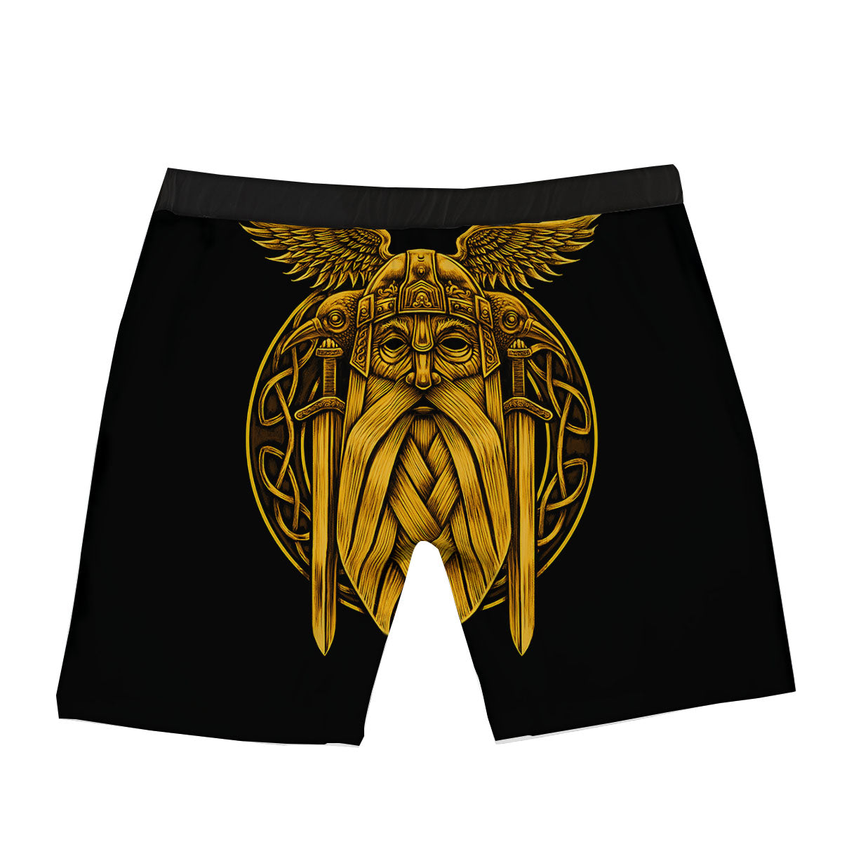 Odin God And Crow Gold Viking Print Boxer Briefs-grizzshop
