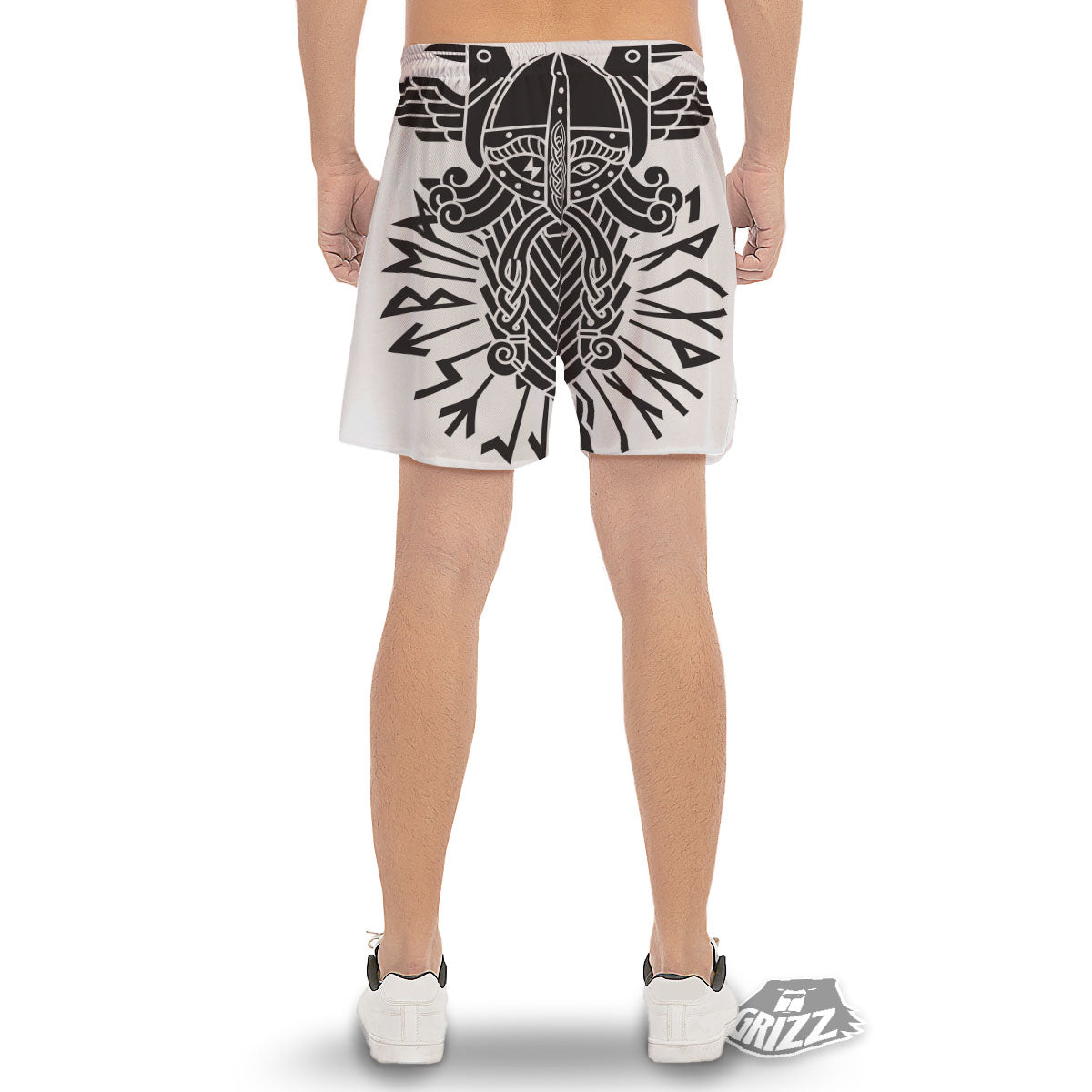 Odin God With Muninn And Huginn Print Men's Gym Shorts-grizzshop