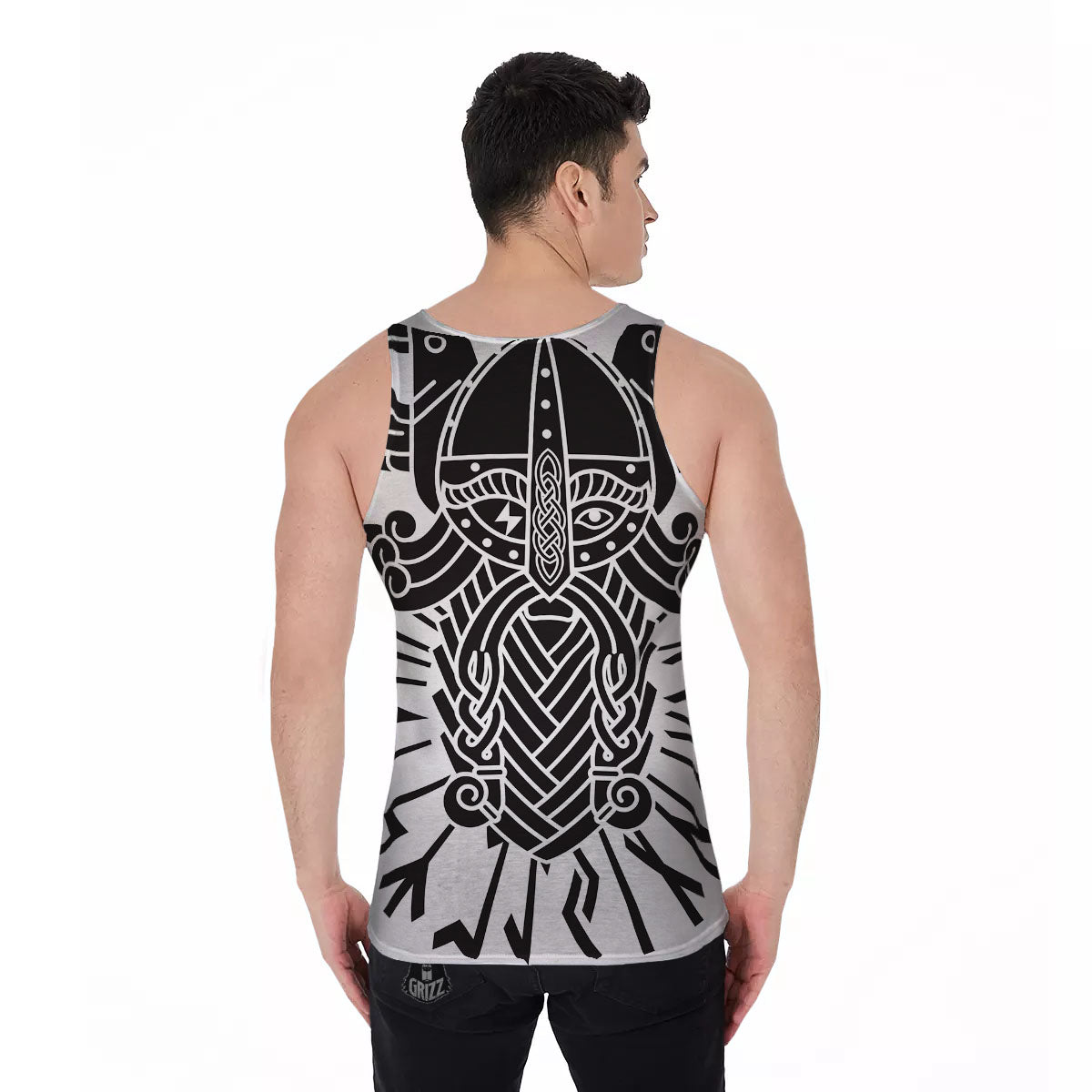 Odin God With Muninn And Huginn Print Men's Tank Top-grizzshop