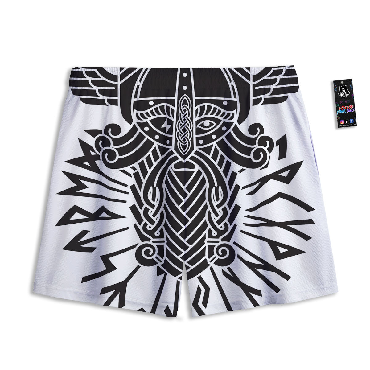 Odin God With Muninn And Huginn Print Mesh Shorts