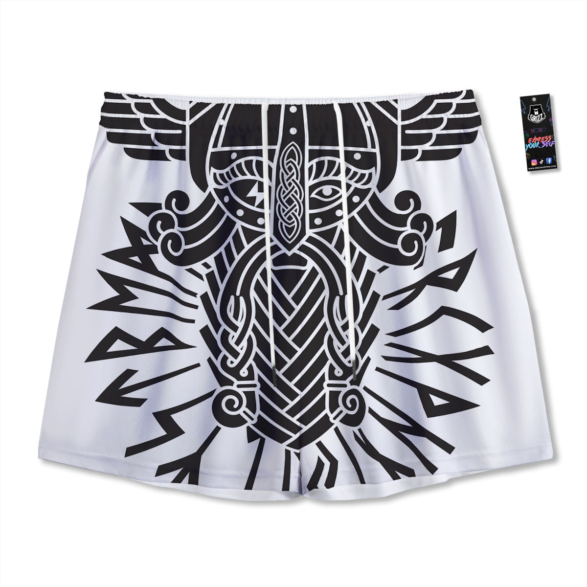 Odin God With Muninn And Huginn Print Mesh Shorts