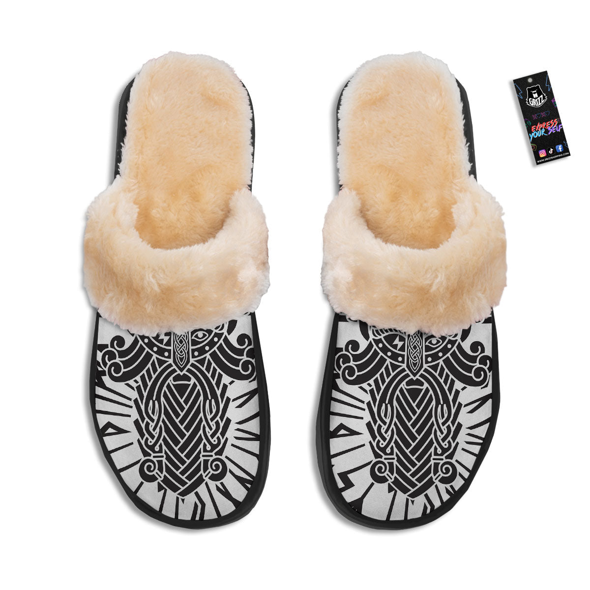 Odin God With Muninn And Huginn Print Slippers-grizzshop