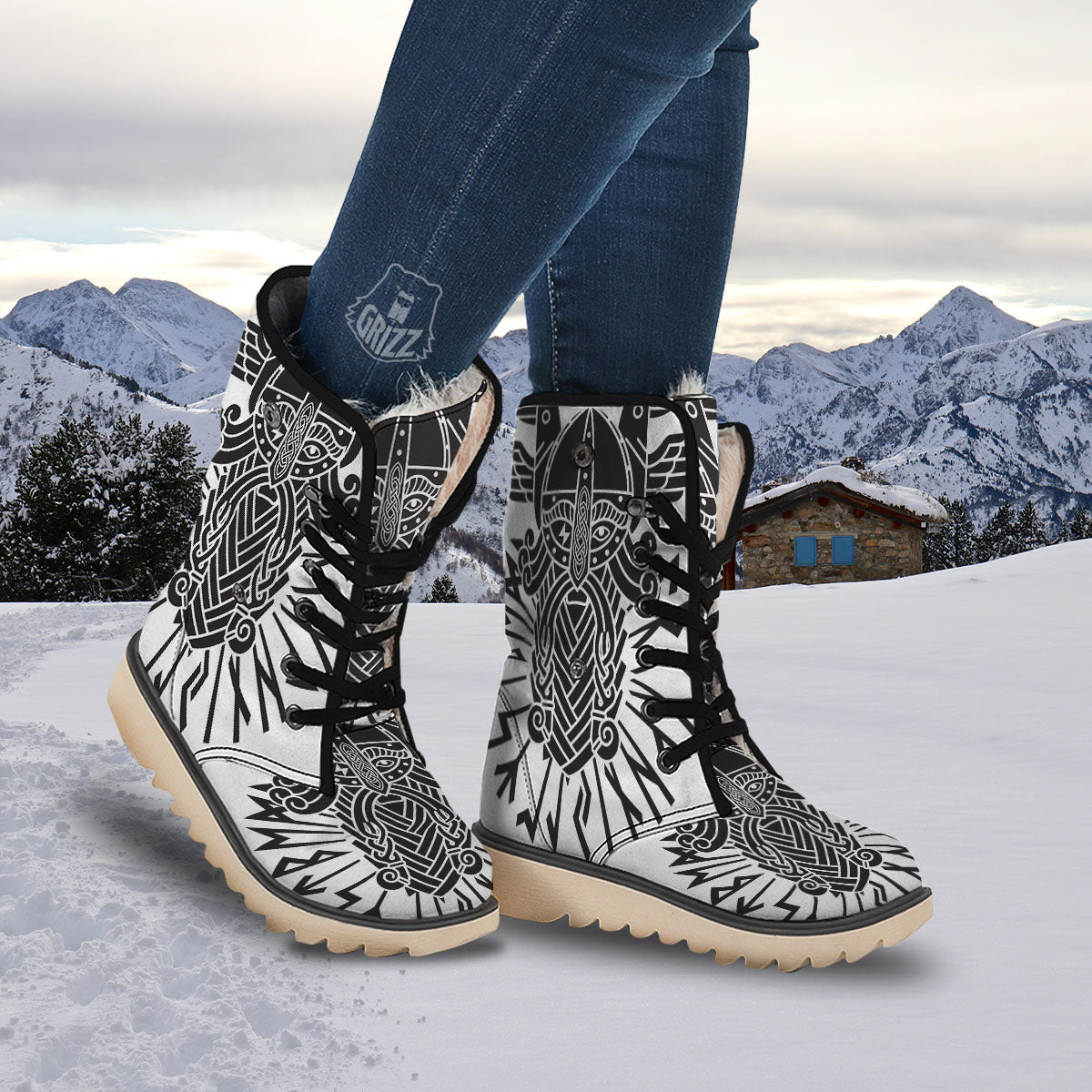 Odin God With Muninn And Huginn Print Snow Boots-grizzshop