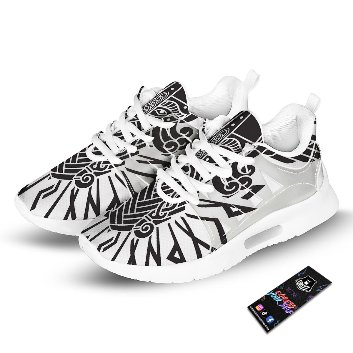 Odin God With Muninn And Huginn Print Tennis Shoes-grizzshop