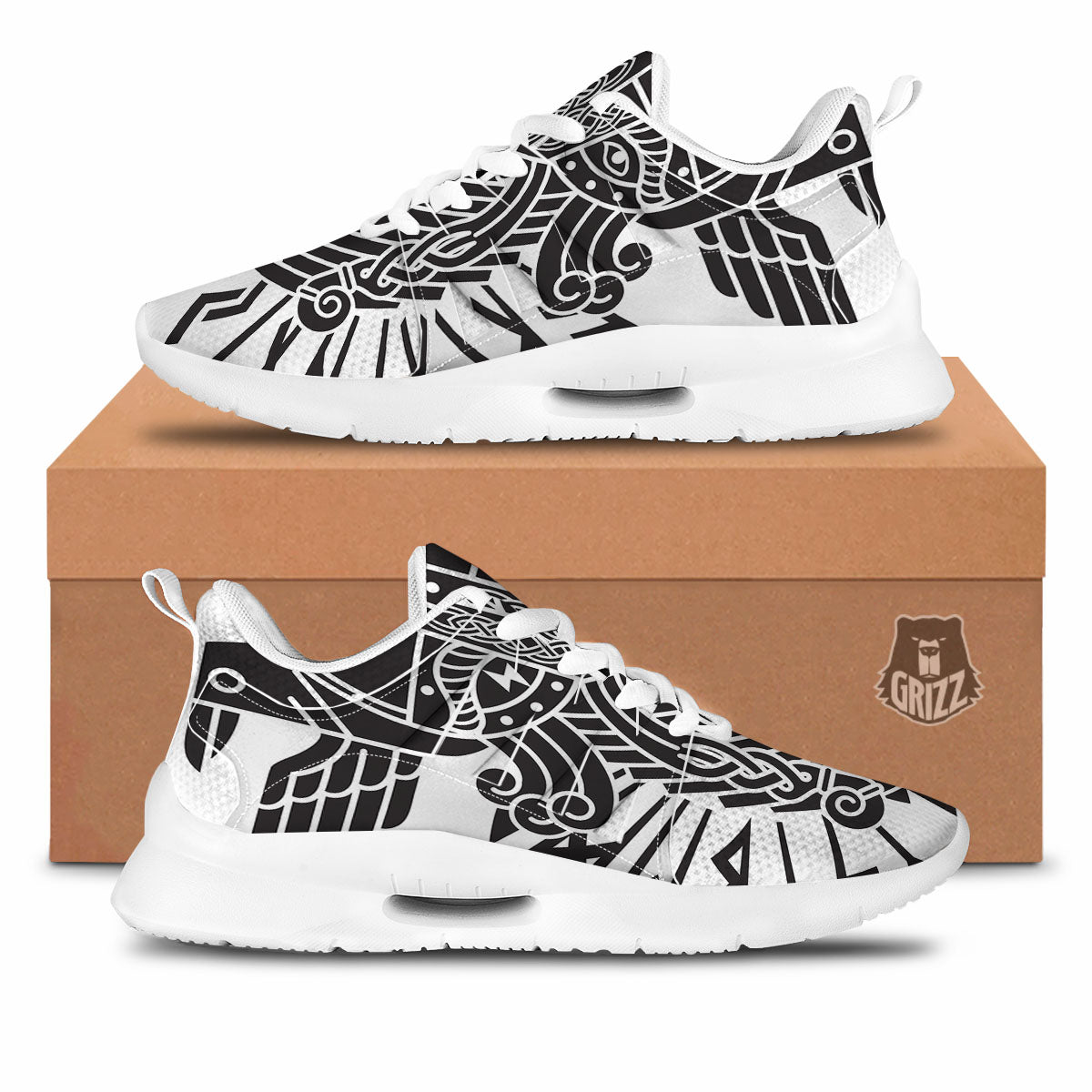 Odin God With Muninn And Huginn Print Tennis Shoes-grizzshop