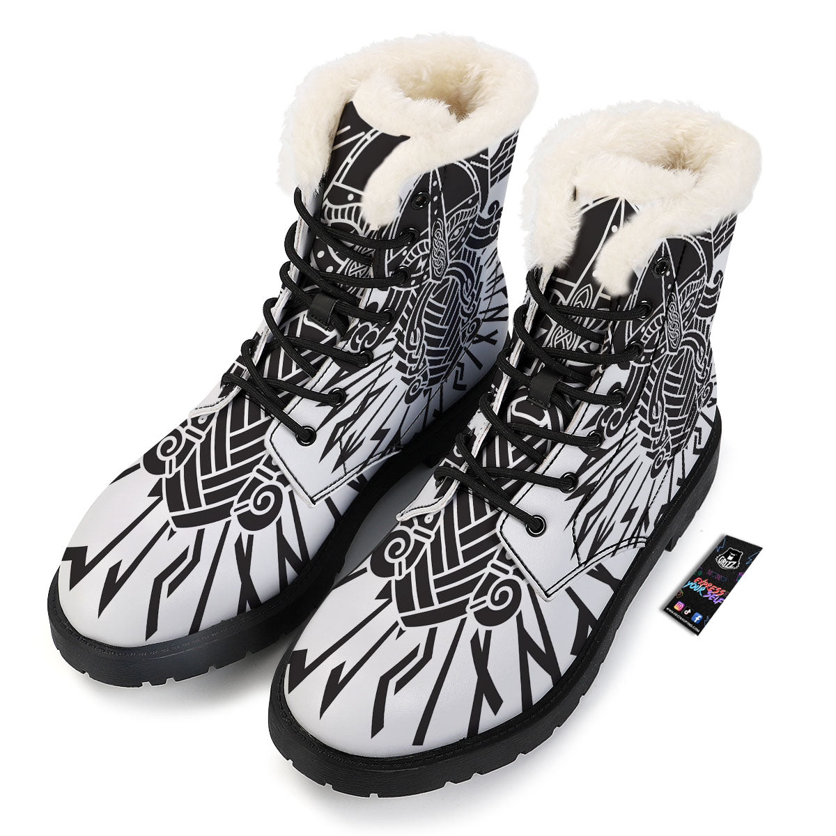Odin God With Muninn And Huginn Print Winter Boots-grizzshop