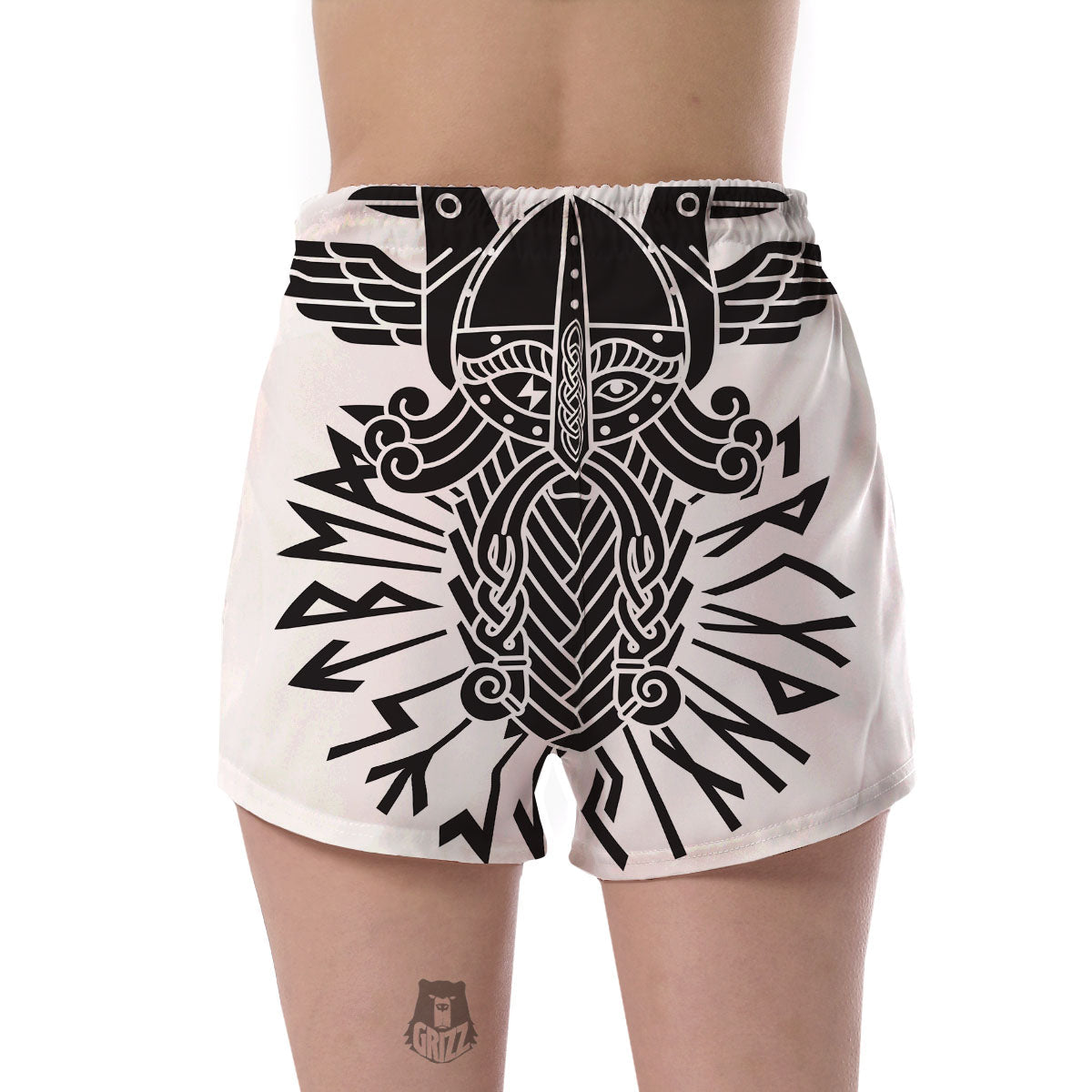Odin God With Muninn And Huginn Print Women's Shorts-grizzshop