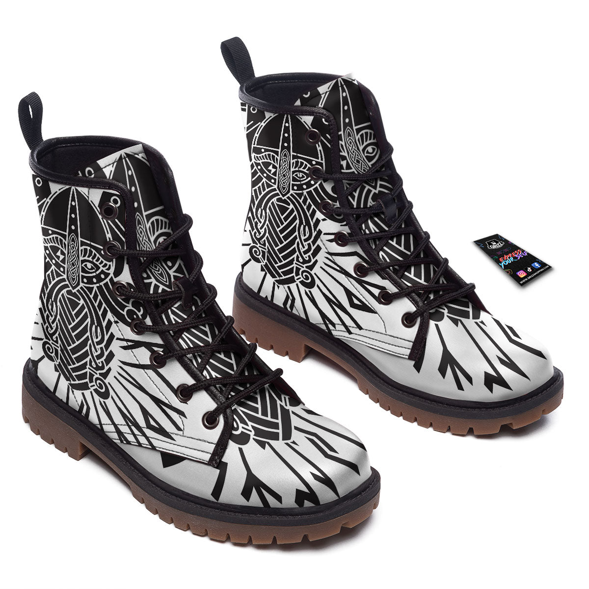 Odin God With Muninn And Huginn Print Work Boots-grizzshop