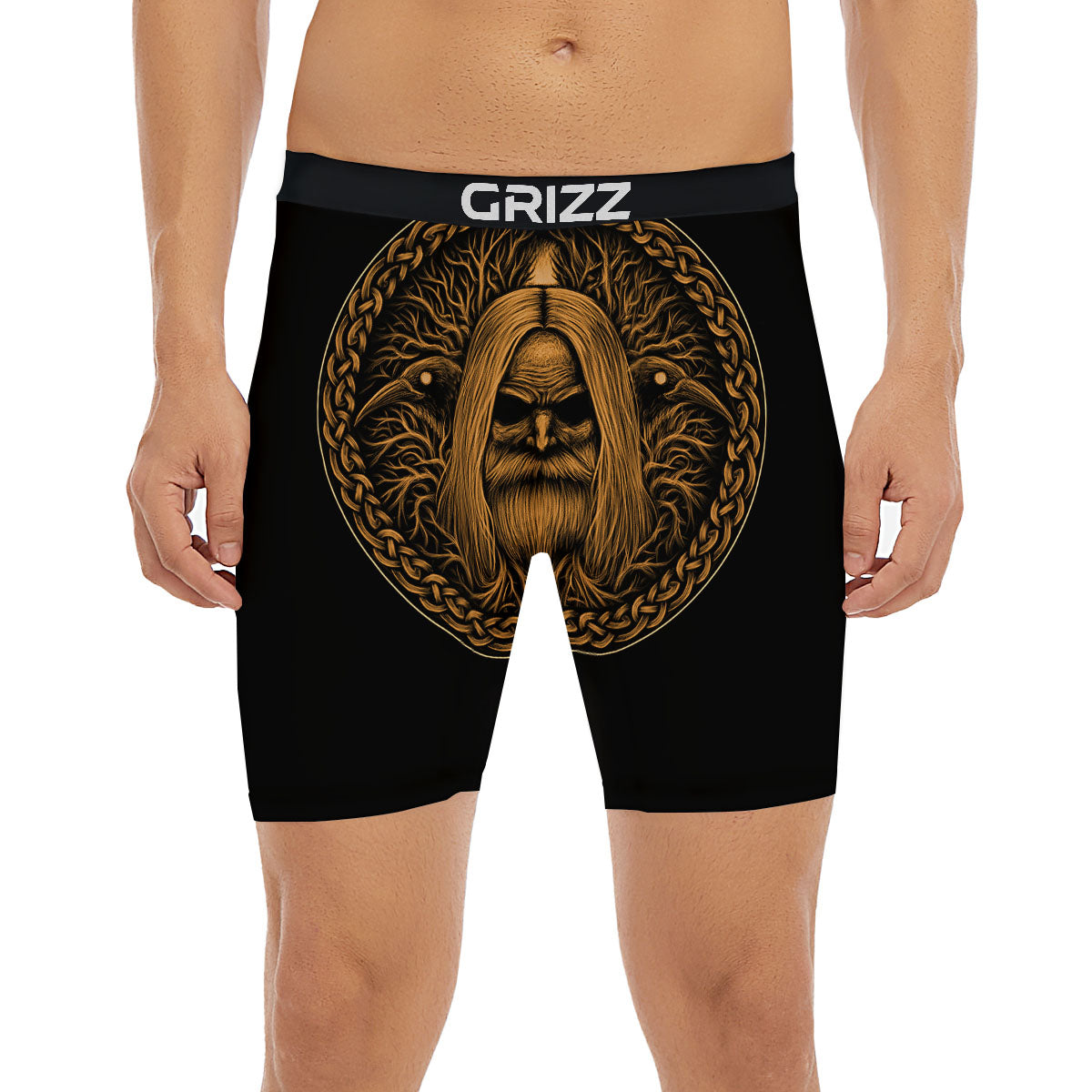 Odin Gold With Muninn And Huginn Print Boxer Briefs-grizzshop