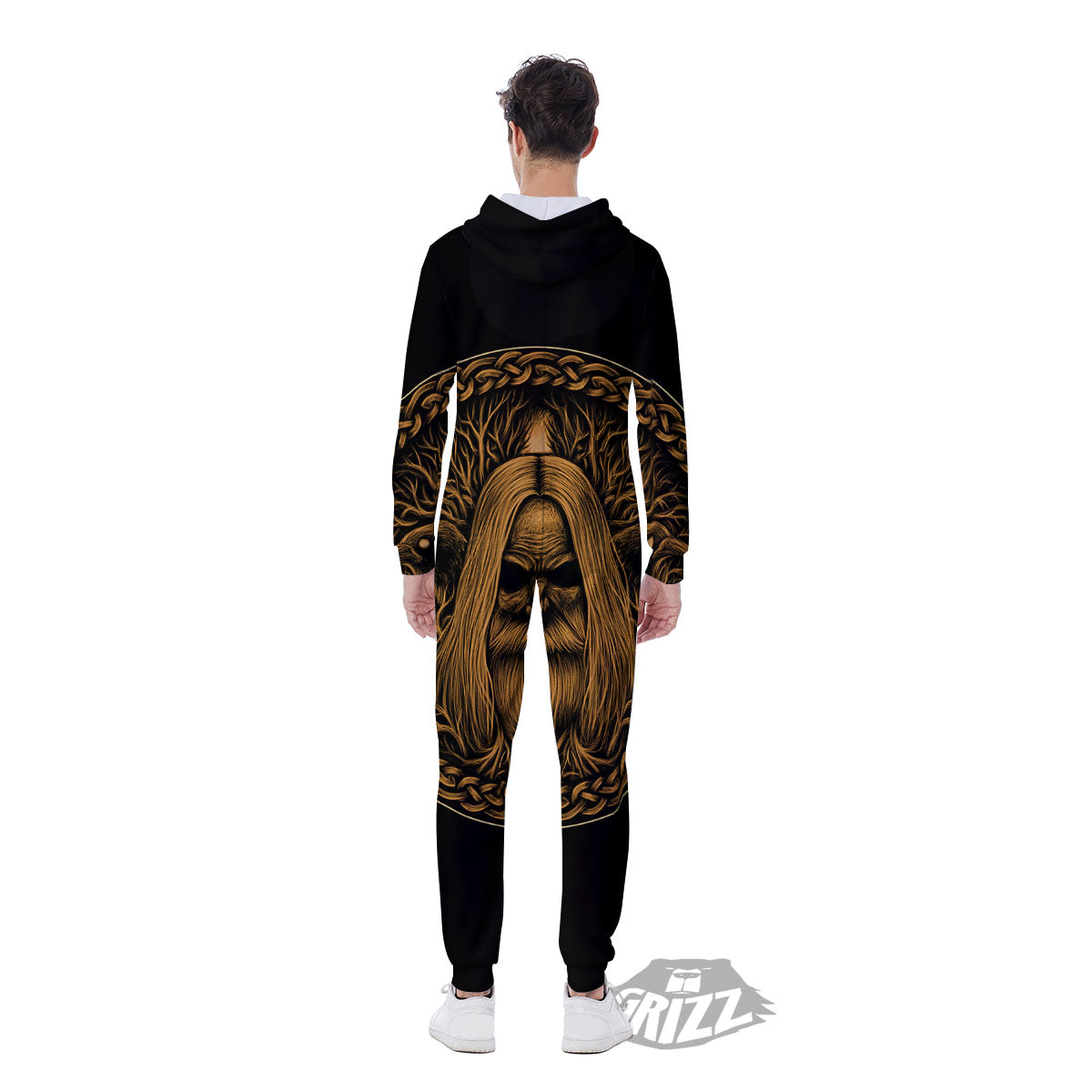 Odin Gold With Muninn And Huginn Print Men's Jumpsuit-grizzshop