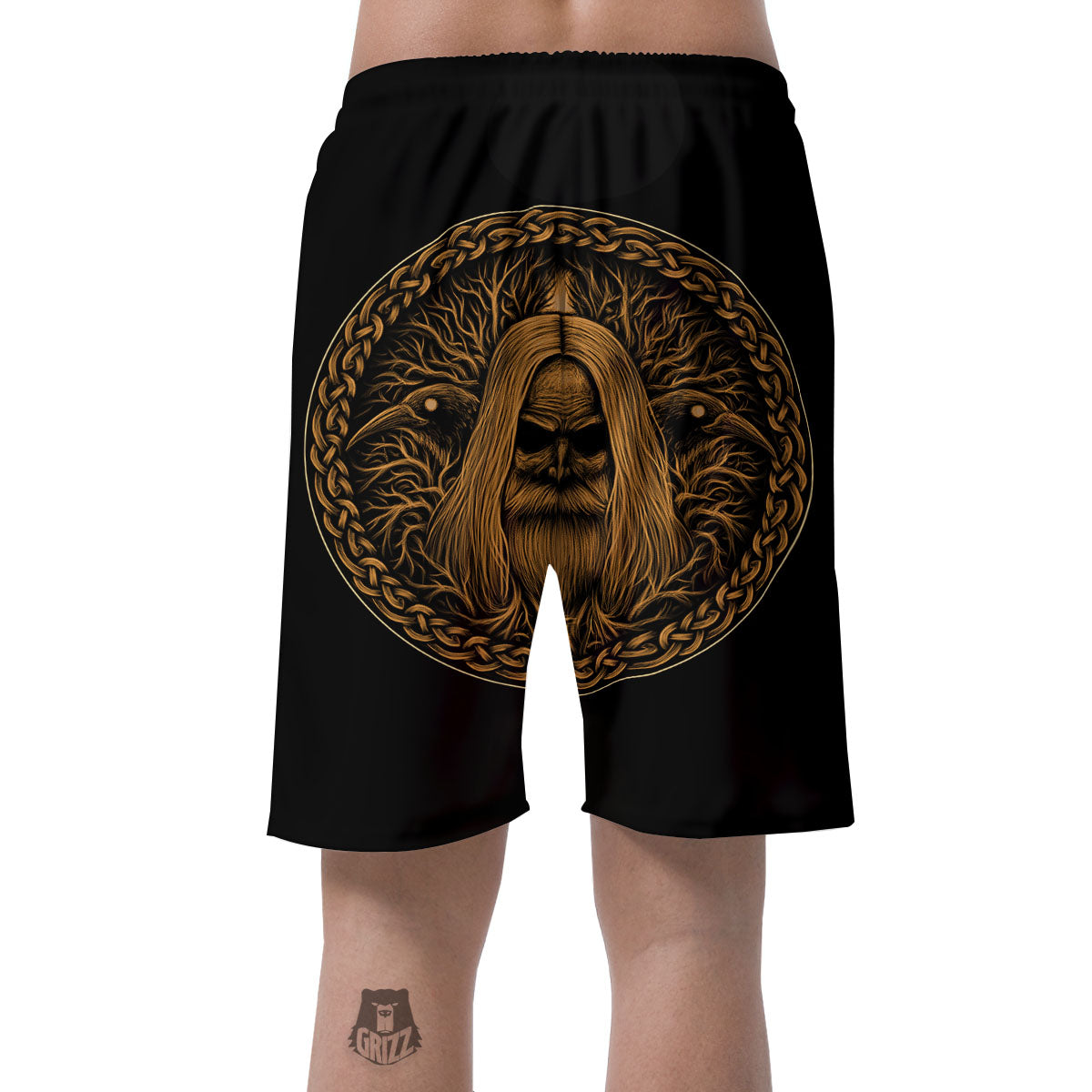 Odin Gold With Muninn And Huginn Print Men's Shorts-grizzshop
