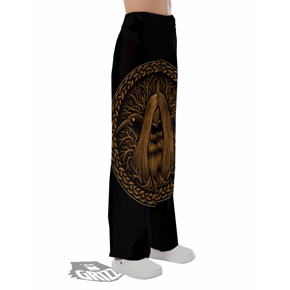 Odin Gold With Muninn And Huginn Print Pajama Pants-grizzshop