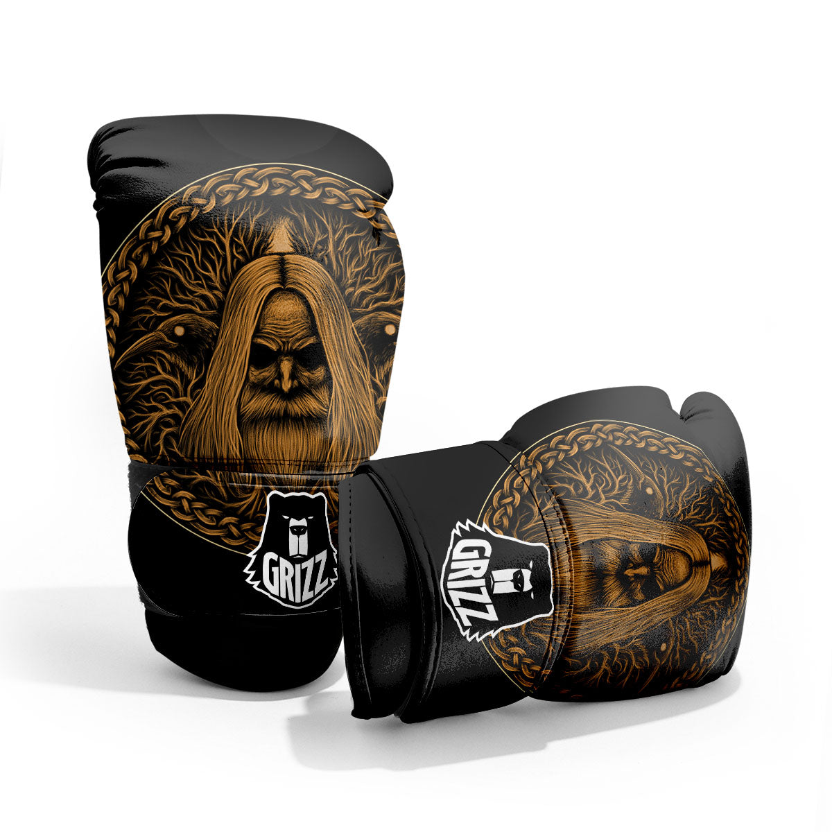 Odin Gold With Muninn And Huginn Print Pro Boxing Glove