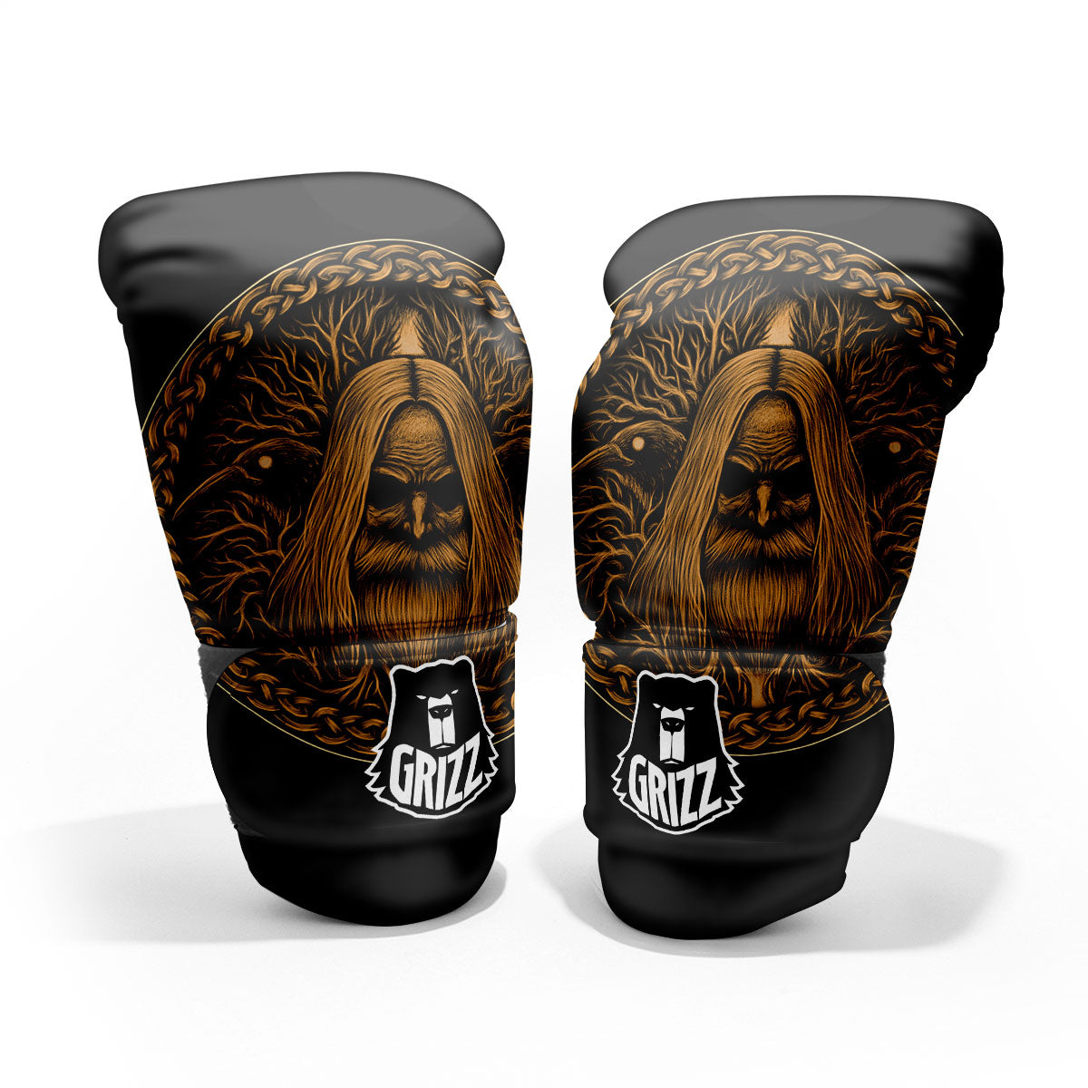 Odin Gold With Muninn And Huginn Print Pro Boxing Glove