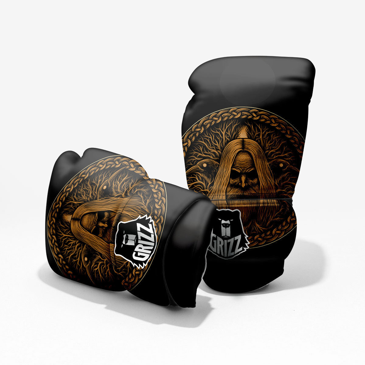 Odin Gold With Muninn And Huginn Print Pro Boxing Glove