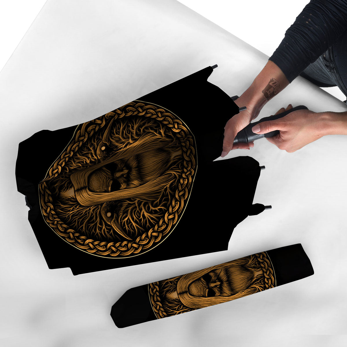 Odin Gold With Muninn And Huginn Print Umbrella-grizzshop