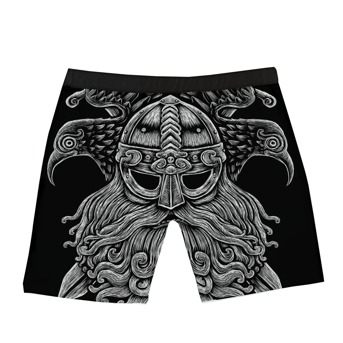 Odin With Crows White And Black Print Boxer Briefs-grizzshop