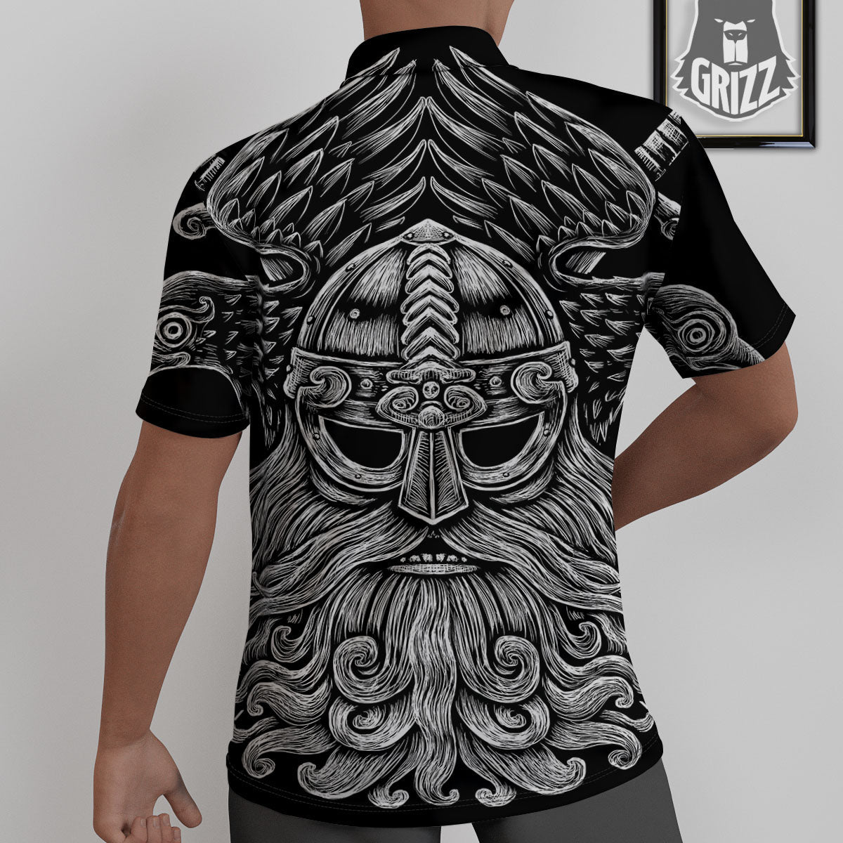 Odin With Crows White And Black Print Untucked Shirts-grizzshop