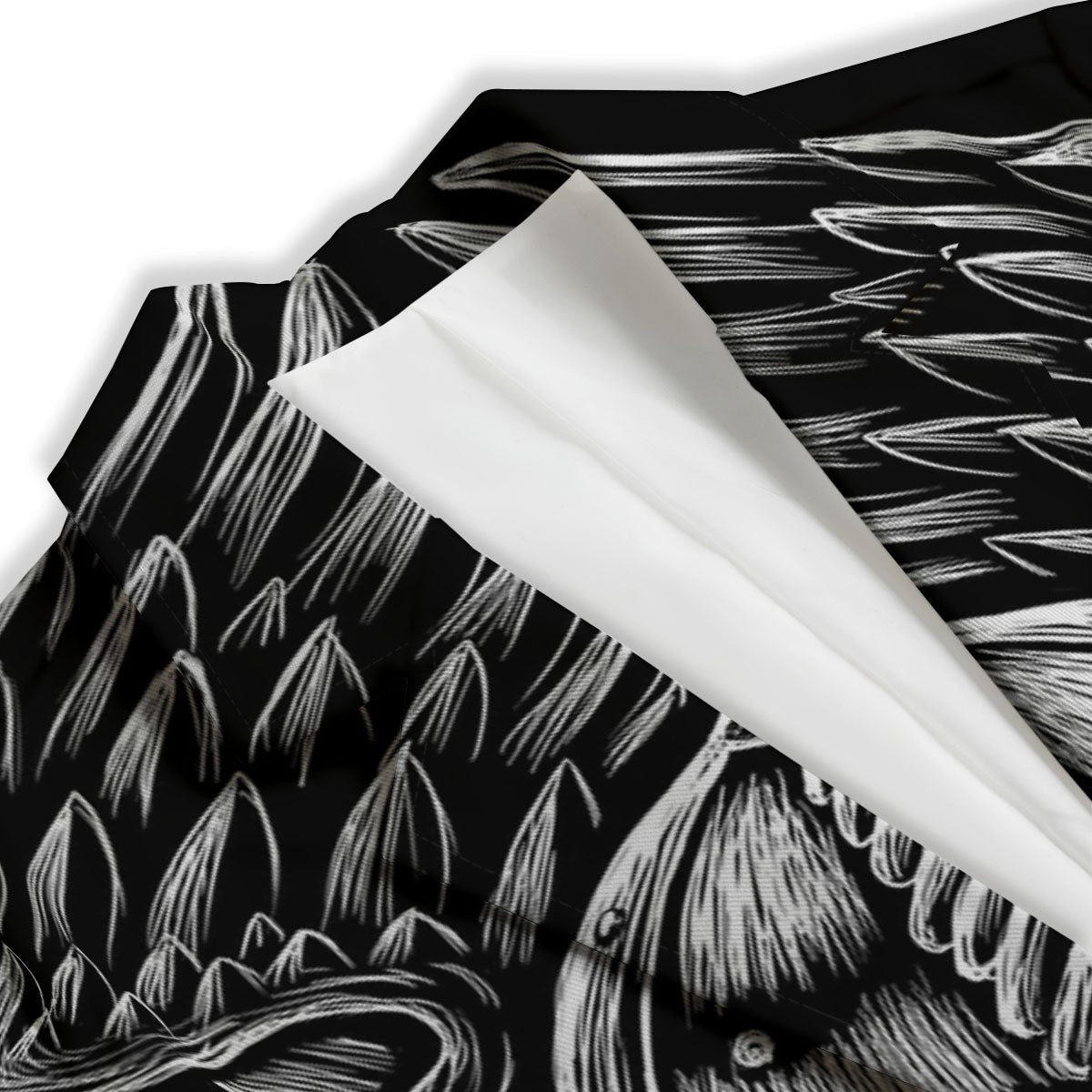 Odin With Crows White And Black Print Women's Blazer-grizzshop
