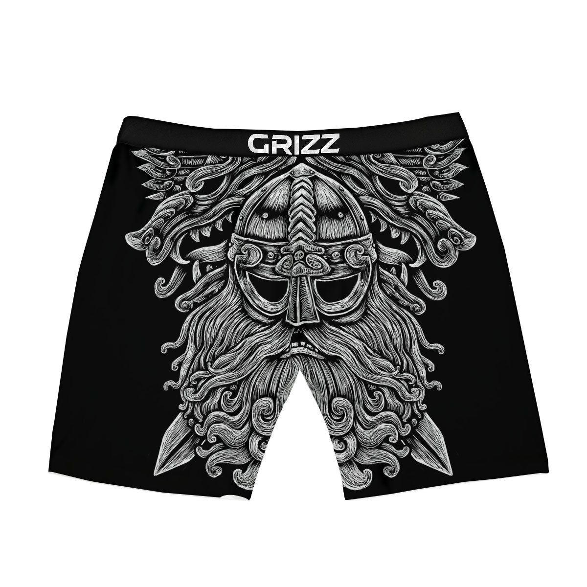 Odin With Wolfs White And Black Print Boxer Briefs-grizzshop