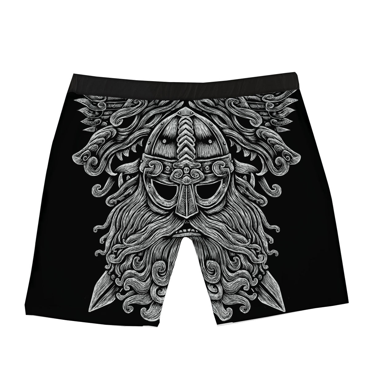 Odin With Wolfs White And Black Print Boxer Briefs-grizzshop