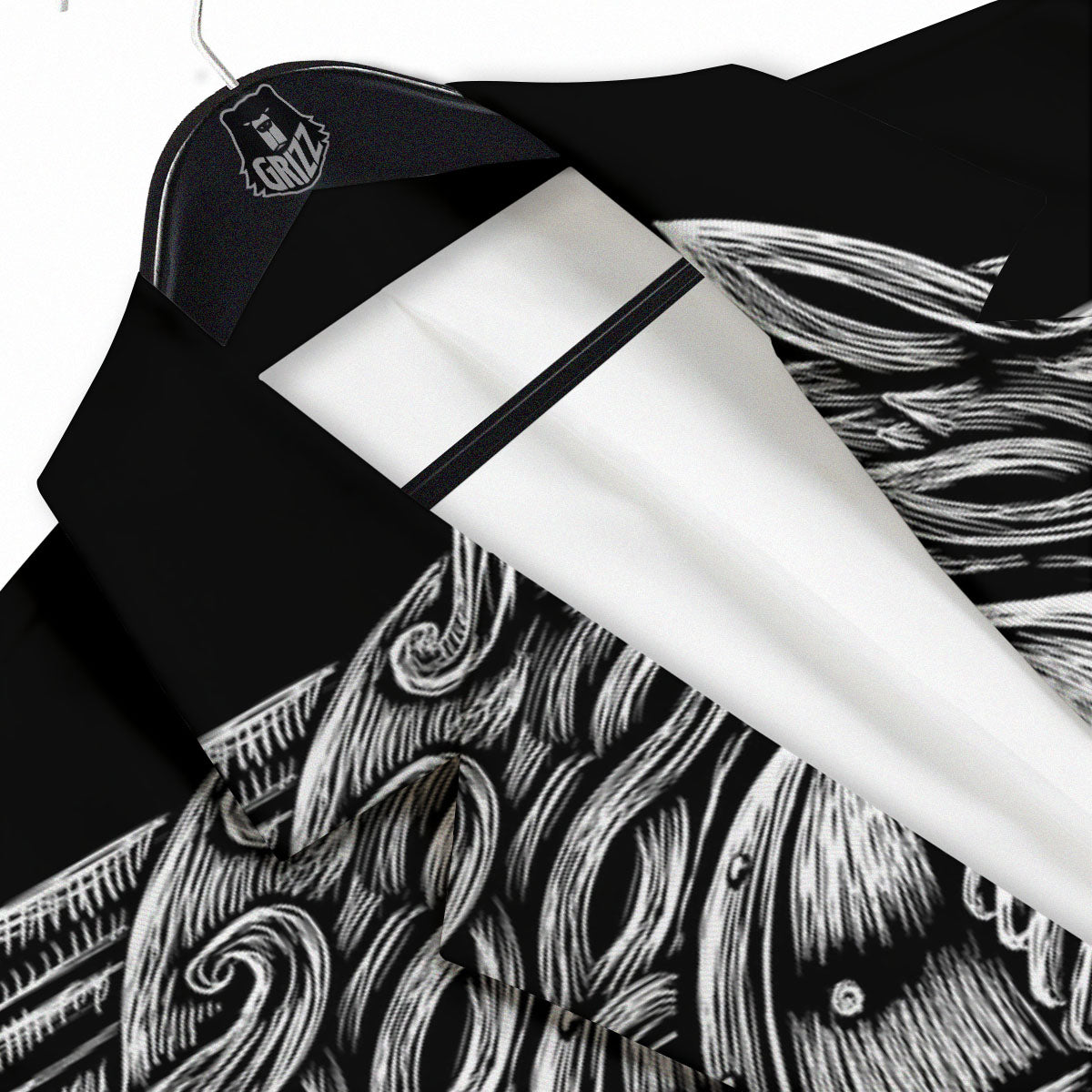 Odin With Wolfs White And Black Print Men's Sport Coat-grizzshop