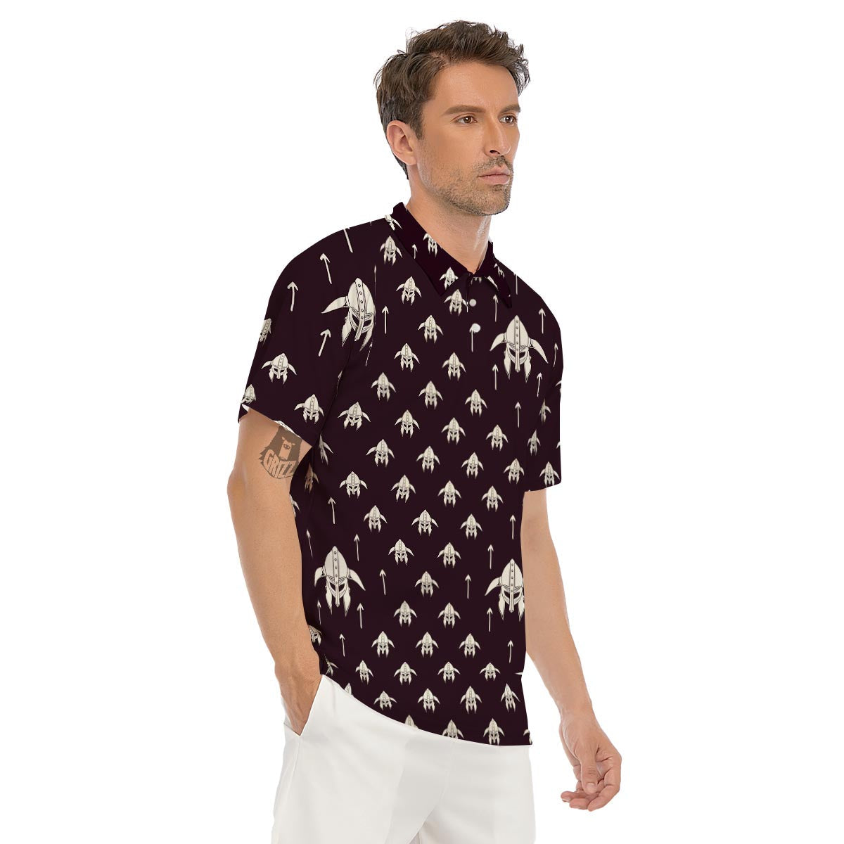 Odin's Mask Viking Men's Golf Shirts-grizzshop