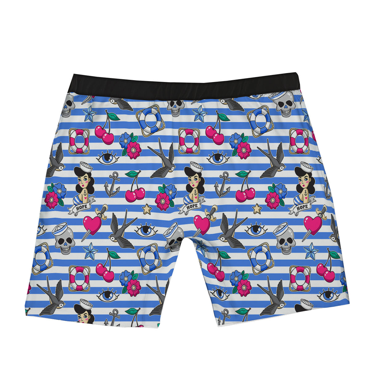 Old School Sailor Striped Print Pattern Boxer Briefs-grizzshop