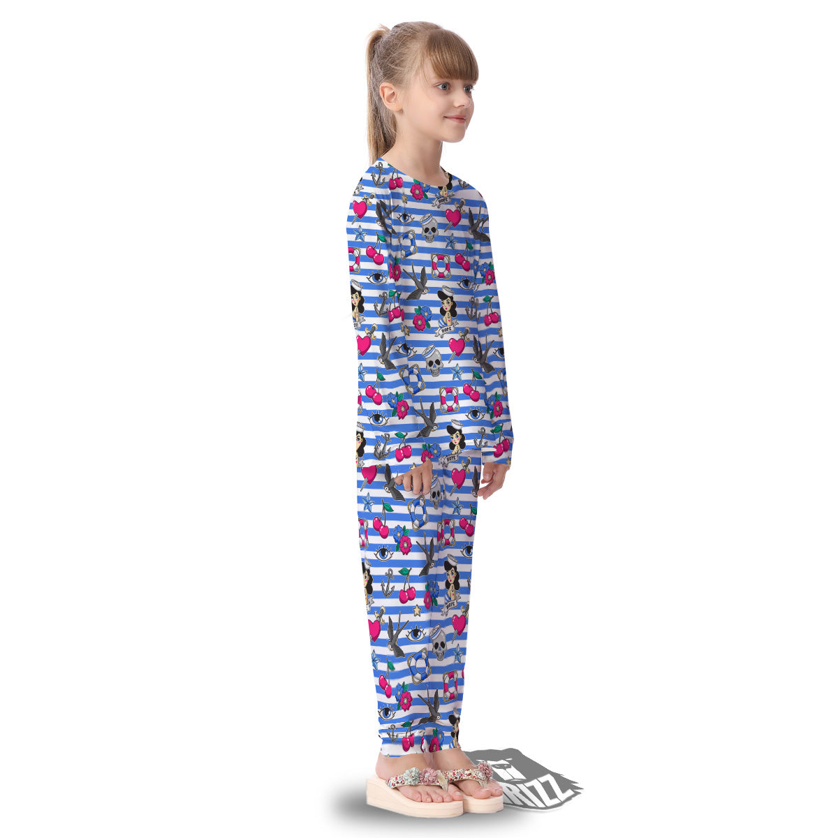 Old School Sailor Striped Print Pattern Kid's Pajamas-grizzshop