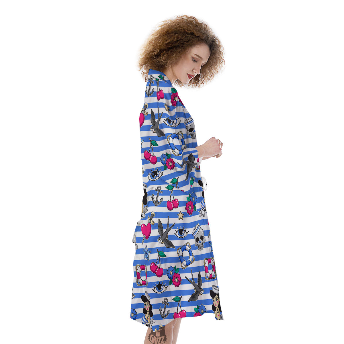 Old School Sailor Striped Print Pattern Kimono-grizzshop