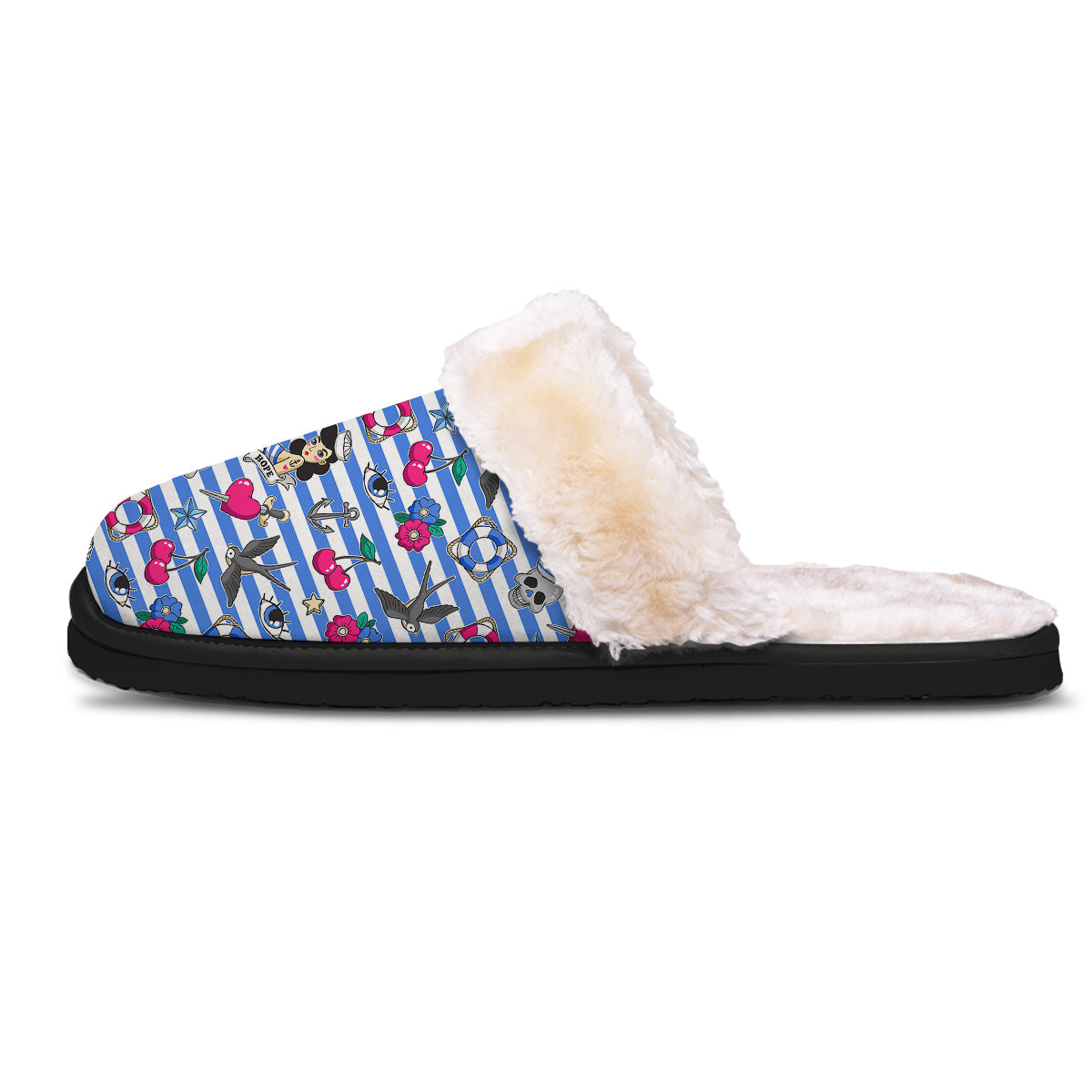 Old School Sailor Striped Print Pattern Slippers-grizzshop