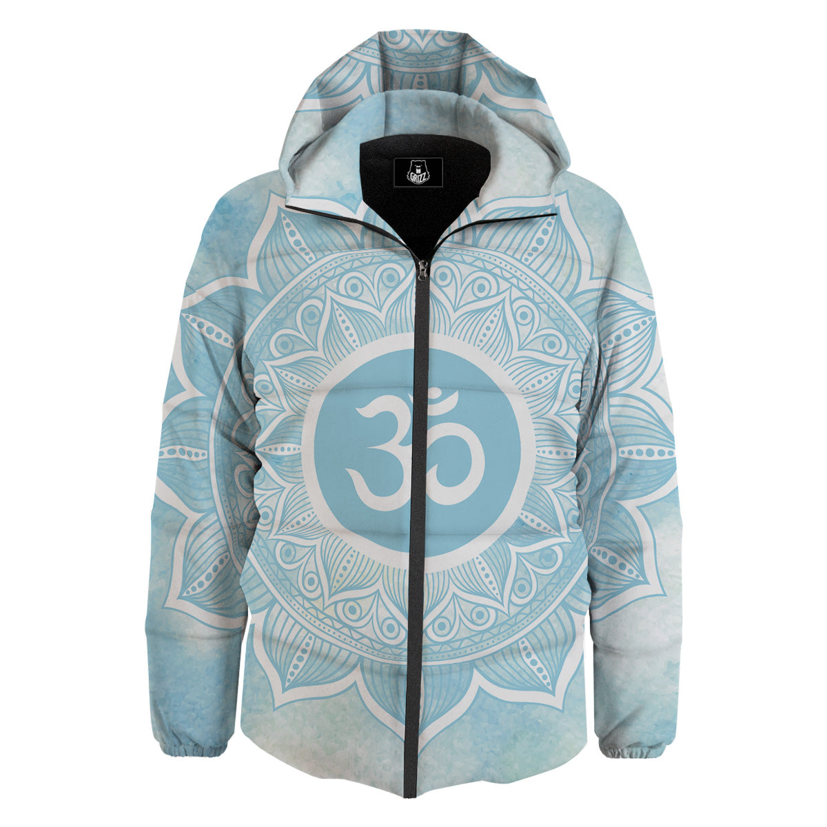 Om Mandala Blue Print Down Jacket-grizzshop