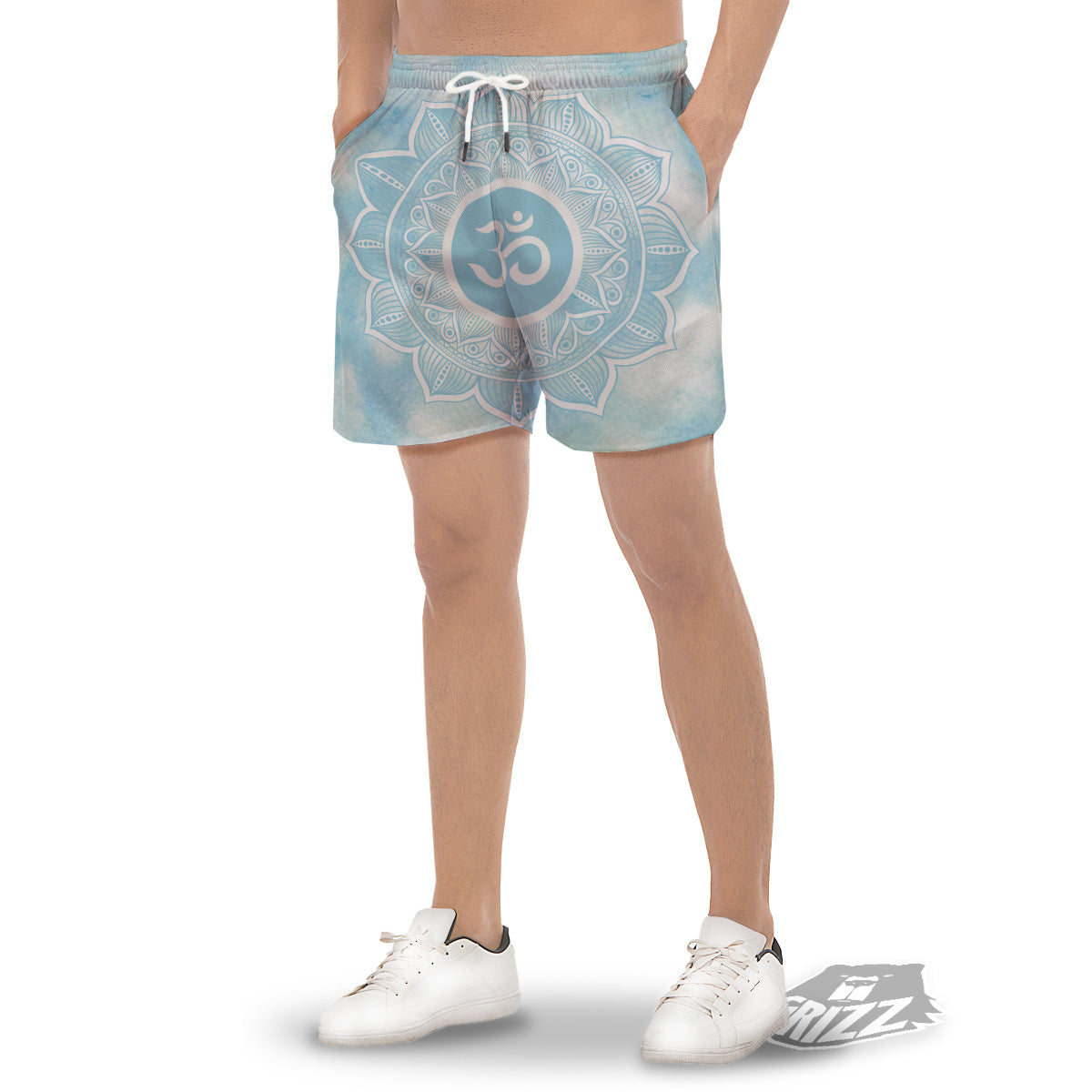Om Mandala Blue Print Men's Gym Shorts-grizzshop