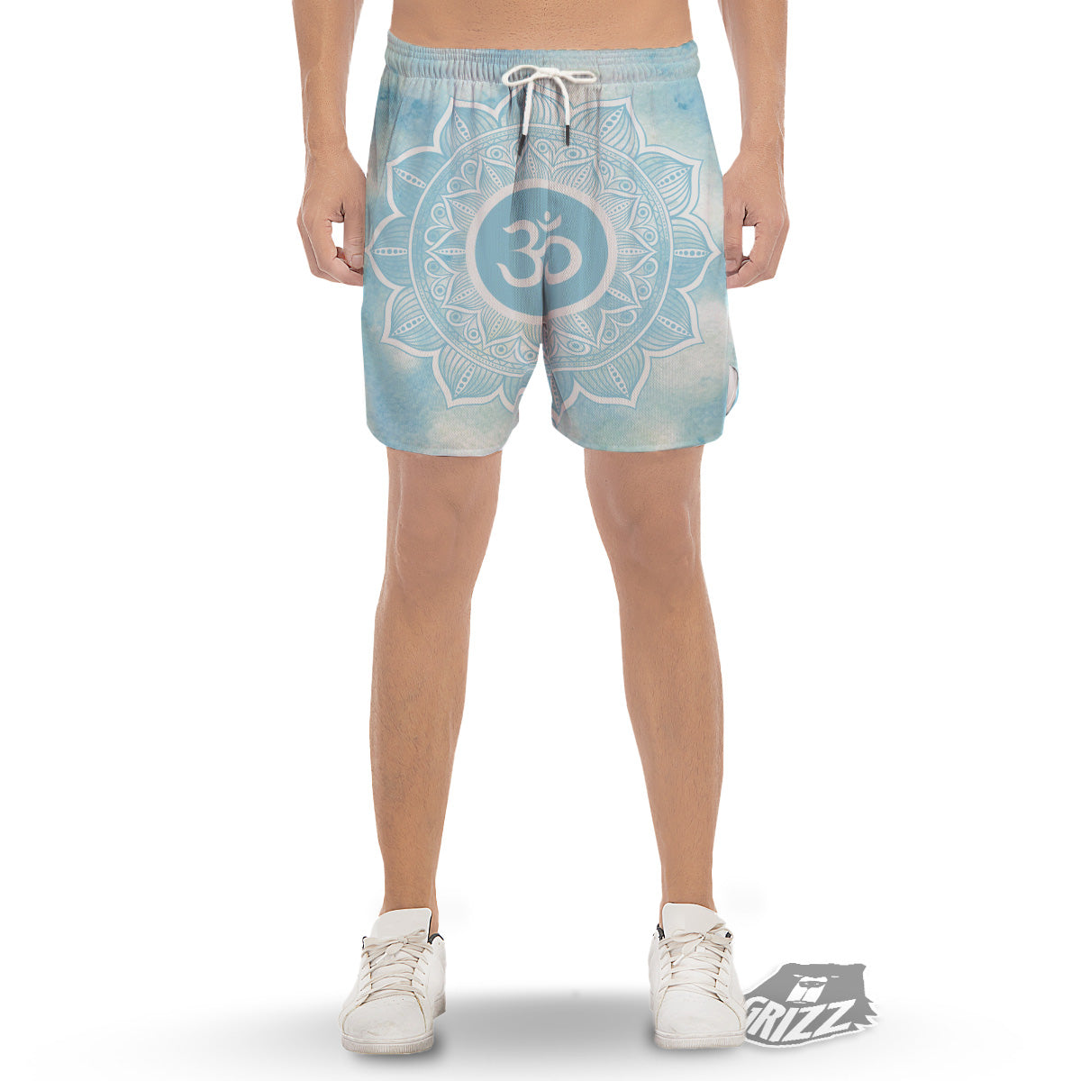 Om Mandala Blue Print Men's Gym Shorts-grizzshop