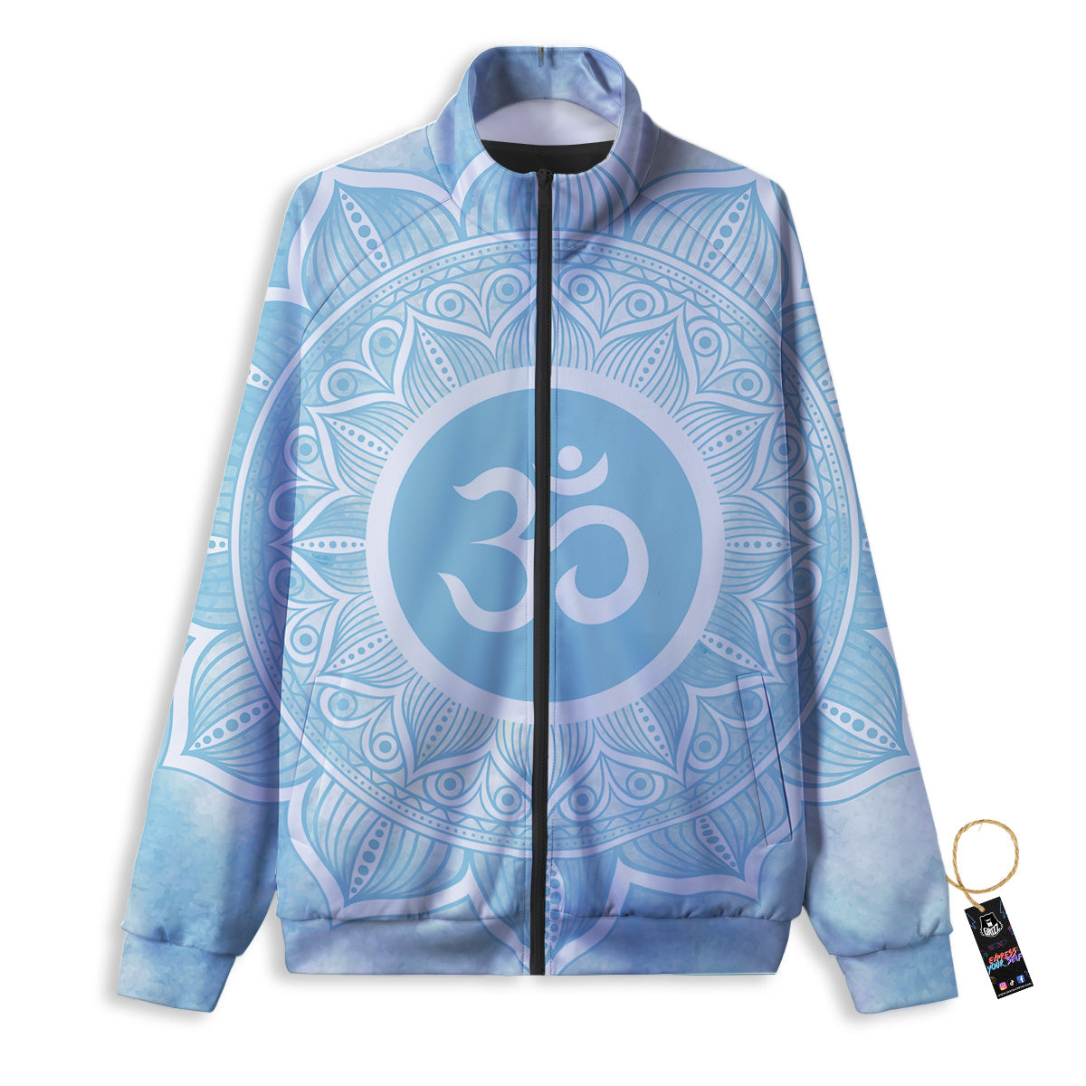 Om Mandala Blue Print Track Jacket-grizzshop