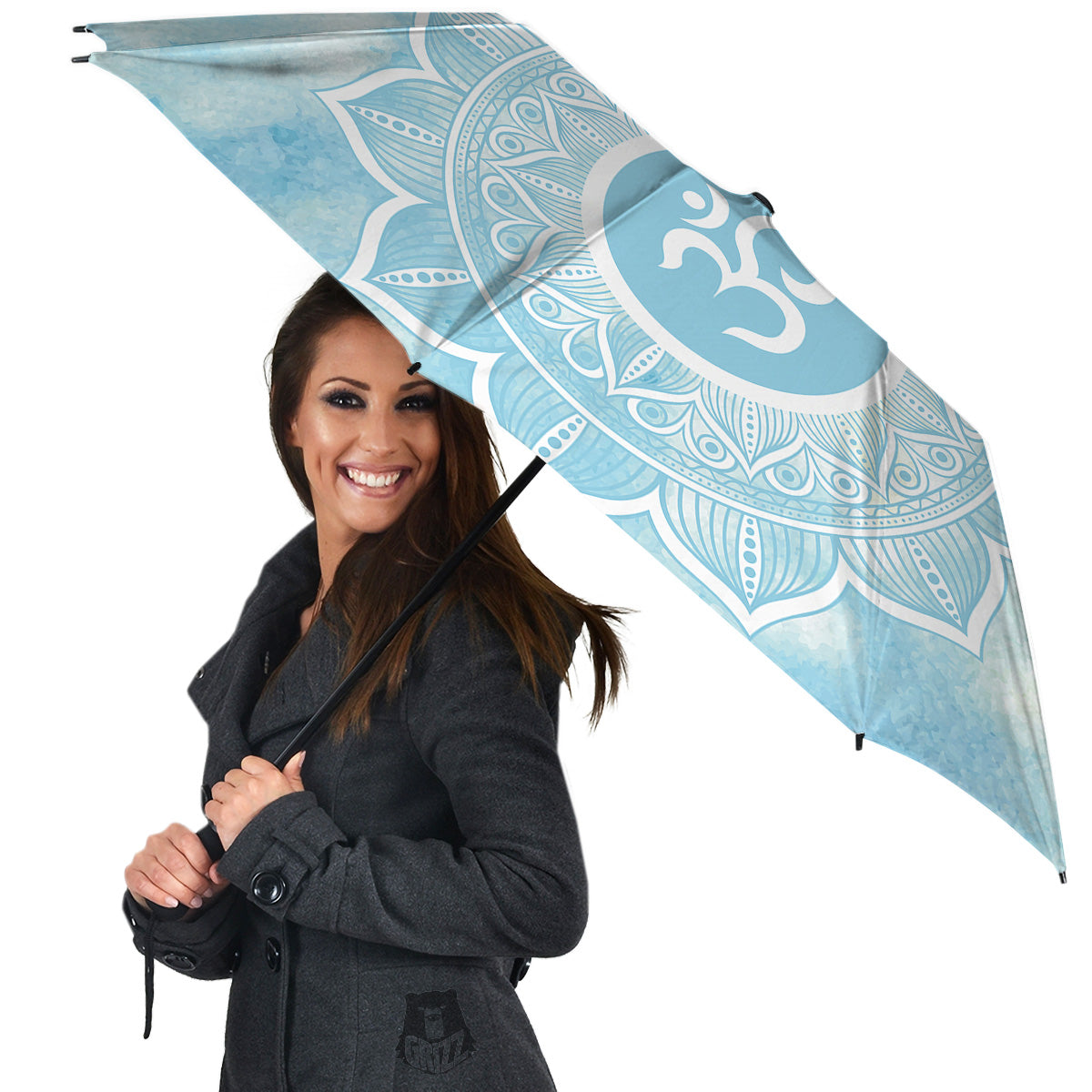 Om Mandala Blue Print Umbrella-grizzshop