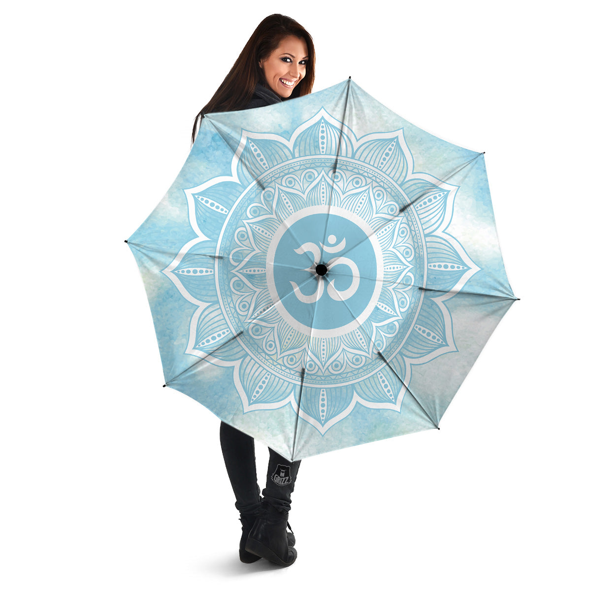 Om Mandala Blue Print Umbrella-grizzshop