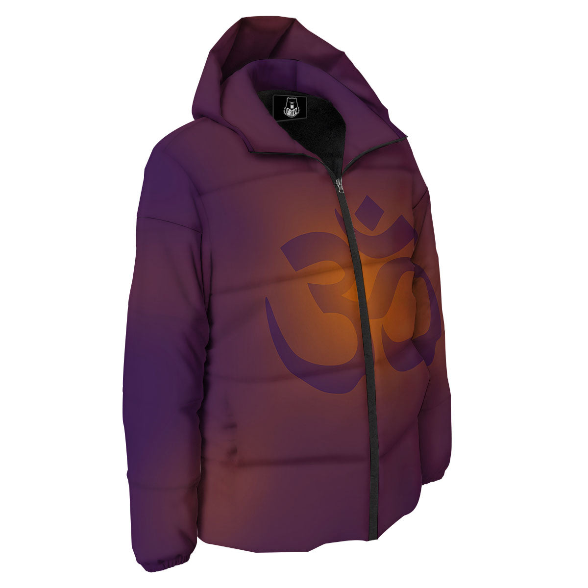Om Mantra Print Down Jacket-grizzshop