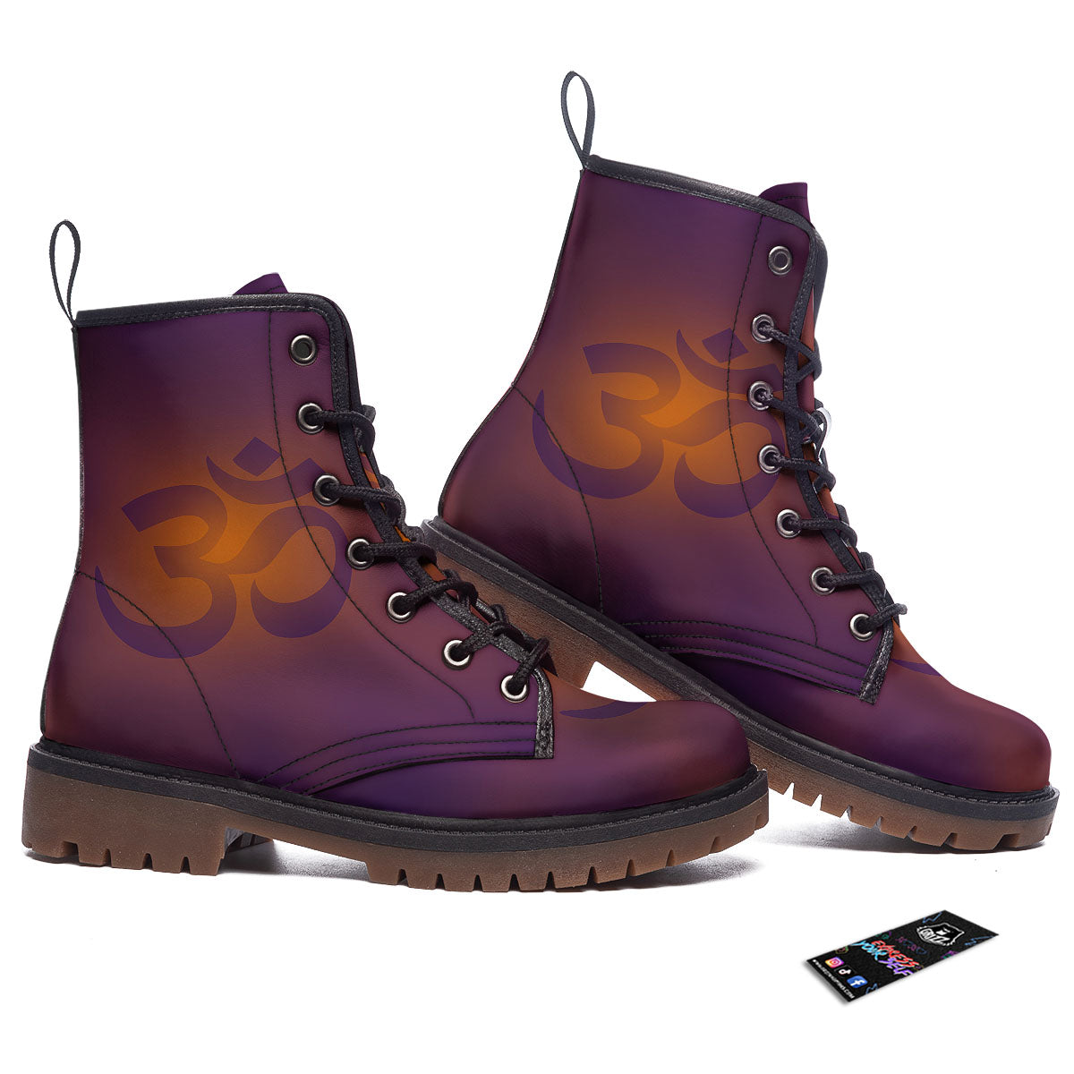 Om Mantra Print Work Boots-grizzshop